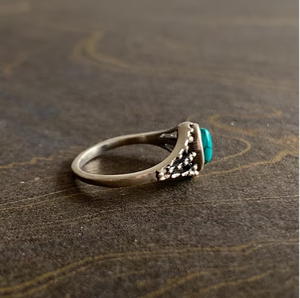 Wholesale Vintage 925 Sterling Silver <b>Turquoise</b> <b>Ring</b> Marquise Cut Gemstone Boho Retro Oxidized Silver Jewelry For Women - Product Image 3