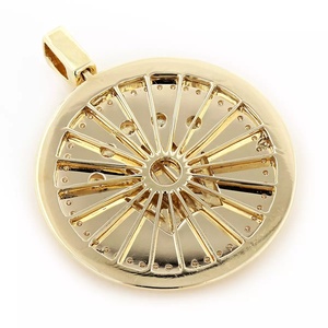 Gold Plated <b>Crown</b> Pendant Medallion Moissanite Charm Necklace Round Iced Jewelry for Men Women - Product Image 2
