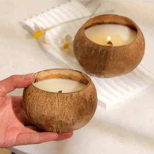 Handmade soy <b>candle</b> in coconut shell container <b>cheap</b> cost eco friendly <b>candles</b> home spa decor - Product Image 4