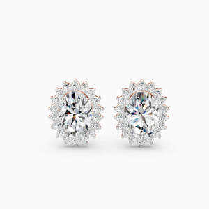 Pendientes de Diamantes Ovalados en Oro Amarillo para Mujer, Color D Natural, Certificados, Clásicos, para Boda - Product Image 3