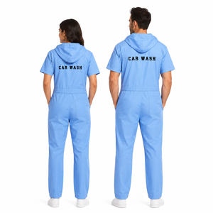 Combinaison de travail unisexe pour lavage de voitures, combinaison de mécanicien à manches courtes, vêtements de travail pour le nettoyage industriel - Product Image 1