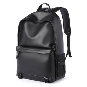 Sac à dos en cuir noir unisexe, grande capacité, imperméable, pour ordinateur portable, idéal pour les voyages et l'université, avec logo personnalisé, vente en gros, best-seller - Product Image 2