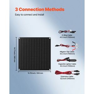 "20W <b>12V</b> Solar Panel <b>Battery</b> Charger with Smart Controller & 3 Connections for Outdoor Use" - Product Image 5