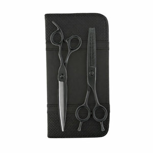 Tijeras y Cortapelos Lefty Precision en Negro Mate, Combo de Acero Inoxidable Premium con Cuchillas Afiladas para Corte y Peinado - Product Image 6