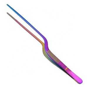 Pince à épiler en acier inoxydable à long manche pour usage industriel ou hôtelier, design incurvé, logo gratuit, commande minimum - Product Image 2