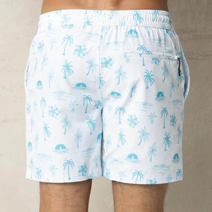 Shorts de Baño Blancos Estampados para Hombre con Diseño de Palmeras, Secado Rápido, Cintura Elástica, Traje de Baño Informal - Product Image 3