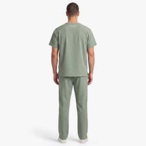 Conjunto de Uniforme Médico para Hombre, Elástico en 4 Direcciones, Poliéster Rayón, Cuello en V, Uniforme Hospitalario - OEM Personalizado, Color Verde Salvia Lavado, Talla XS, Tejido Sarga Suave Mate - Product Image 2
