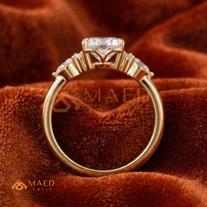 Gold Oval Cut Moissanite Ring Leaf Accent Engagement Ring Elegant Bridal Jewelry for Women Gift - Product Image 3