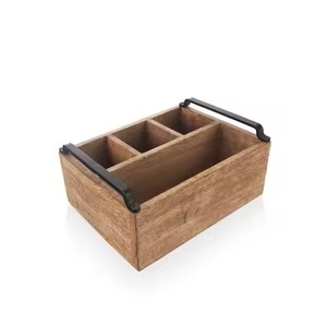 Hig On Sale 3 Compartment Wooden <b>Caddy</b> For Home Restaurant Hotel <b>Table</b> Top Use Cutlery Holder <b>Caddy</b> For Decoration - Product Image 5