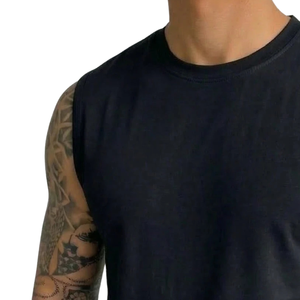 <b>Mens</b> <b>Black</b> Sleeveless <b>Tank</b> <b>Top</b> Cotton Muscle Shirt Casual Washed Breathable Regular Fit Gym Workout Training Sportswear - Product Image 3