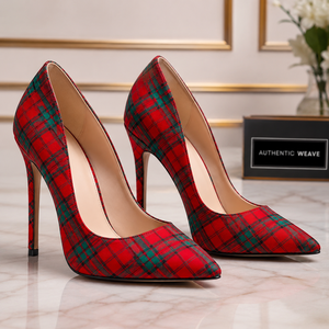 Chaussures à talons hauts élégantes pour femmes, style escarpins à talon aiguille, motif tartan écossais spécial mariage, pour club, design personnalisé, fournisseur en gros - Product Image 1