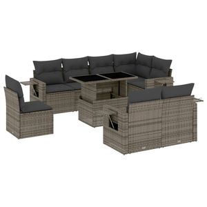 Conjunto de Sofás de Jardín de Ratán PE Gris con Reposabrazos Ajustables Grandes - Product Image 2
