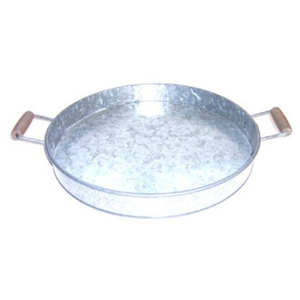 Bandeja Redonda Clásica de Metal Galvanizado con Asas de Madera, Decoración para el Hogar, Plato para Servir Comida, para Cocina, Bar, Fiestas y Bodas - Product Image 1