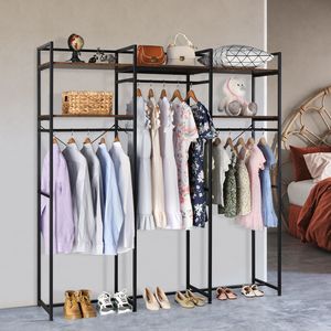 Heavy Metal Stand-Alone Wardrobe Organizer with <b>Suspender</b> Hanger and Multiple Storage Racks Portable Bed Wardrobe - Product Image 1