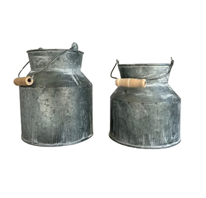 Ensemble de deux jardinières en métal zinc, jardinières galvanisées pour la maison, les hôtels et les restaurants, fournitures de jardin, pots à fleurs, utilisation en extérieur - Product Image 1