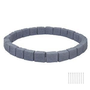 15.5 ft No-Dig Garden Edging Kit Artificial Stone Landscape Border <b>Blocks</b> for Lawn Flower <b>Beds</b> Yards-4 Pack Each Section - Product Image 1