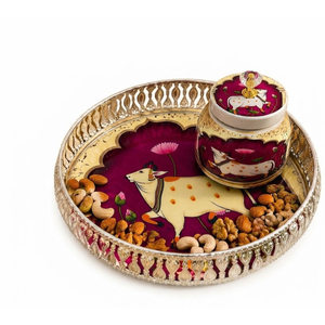 Decorative Modern Metal Jar Serving Tray Set Velvet <b>Box</b> Premium Wedding Fruit Ramadan Dates Nuts <b>Hamper</b> Packaging Snack Storage - Product Image 3