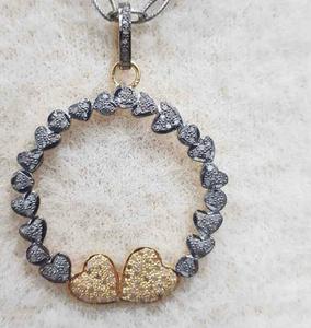 Colgante de Boda Vintage de Dos Tonos con Corazones Circulares Luxvory, Plata de Ley 925, Bañado en Rodio Negro, Joyería con Diamantes Naturales - Product Image 2