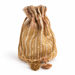 Bolso Potli con Cuentas Doradas, Cierre de Cordón y Borlas Decorativas para Bodas y Ocasiones Festivas - Product Image 3