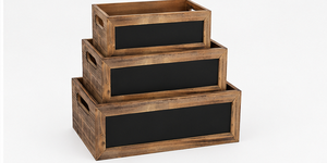 Wooden Pantry <b>Storage</b> Bin Rustic Farmhouse <b>Crate</b> with Label Board Decorative Home Organization Basket Box - Product Image 1