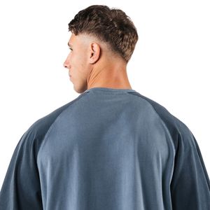 Camiseta Raglán Extra Grande para Hombre en Azul Acero y Negro, Cuello Redondo, Algodón Premium, Ropa Casual de Moda Urbana - Product Image 5
