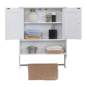 Mobiletto da bagno in stile rustico da posizionare sopra il WC, con 2 ante e ripiani regolabili, 21.65 x 7.1 x 27.6 pollici - Product Image 3