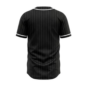 เสื้อเบสบอลสีดำล้วน ผ้าโพลีเอสเตอร์/คอตตอน ระบายอากาศได้ดี แบบยูนิเซ็กซ์ สำหรับทีมมืออาชีพ แขนสั้น ติดกระดุม ผ้าตาข่าย - Product Image 2