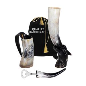 Mug en corne de buffle Viking, écologique, fait main, d'inspiration médiévale, poli, authentique, pour Noël et anniversaire - Product Image 1