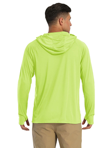เสื้อยืดกันแดด UPF 50+ สำหรับผู้ชาย เสื้อฮู้ดสีพื้นสำหรับตกปลา แขนยาว เสื้อกีฬาสำหรับตกปลา เสื้อแรชการ์ด - Product Image 4