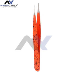 Pince à épiler pour extensions de cils de haute qualité, orange et noire, en acier inoxydable, pour maquillage et pose de cils - Product Image 4