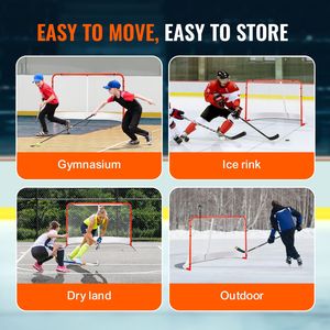 Set di Porte da Hockey Portatili Regolamentari Ufficiali, Rete in Acciaio per Hockey su Strada, per Uso Interno ed Esterno, Attrezzatura per Hockey su Pattini - Product Image 6