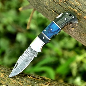 Couteau de poche pliant en acier Damas fait main, personnalisé, le plus vendu, conception OEM, lame de chasse pliable à verrouillage arrière - Product Image 2