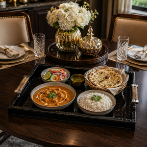 Premium Black Wooden Serving Tray with Handles Luxury Rectangular Decorative Tray for Home Hotel Restaurant Coffee <b>Table</b> Display - Product Image 5