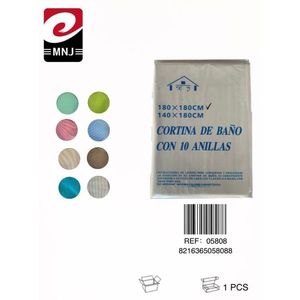 Cortina de Ducha Impermeable de Peva de 180 mm x 180 mm y Alfombra de Baño de Colores Mixtos, Accesorio de Baño de 180*180 cm - Product Image 1