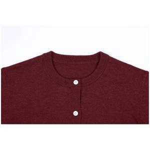 Cárdigan fino de moda de estilo chino para mujer personalizado ODM OEM de manga larga de punto cuello redondo temporada de otoño 100% lana Merino - Product Image 5