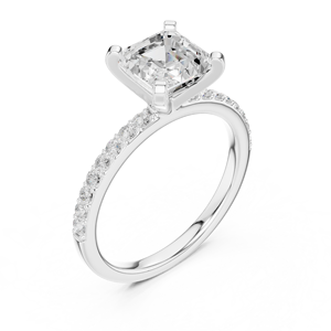 Anillo de Compromiso con Diamante Cultivado en Laboratorio, Corte Asscher Brillante, Certificado GRA, Joyería de Lujo a Precio de Mayoreo, Elaborado en Oro Blanco de 14k - Product Image 4