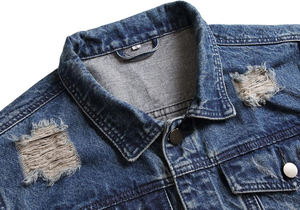 Chaqueta de Mezclilla de Alta Calidad con Cuello Alto y Bordes Desgastados, Estilo Casual para Hombre y Mujer - Product Image 3