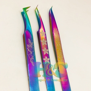 New Rainbow Multi Tweezer Laser <b>Engrave</b> Sustainable Stainless Steel Eyelash Tweezers for False Eyelash Extensions Lash Tweezers - Product Image 4