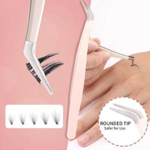 Kit de pinces à épiler professionnelles en acier inoxydable antistatique, durables, de précision, à pointe de 10 mm, pour volume de cils, disponibles en 2 tons et toutes couleurs - Product Image 4
