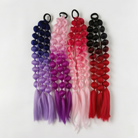 Queue de cheval tressée effet bulle dégradé ombré de 22 pouces, extension de cheveux synthétiques pour une coiffure quotidienne rapide et facile