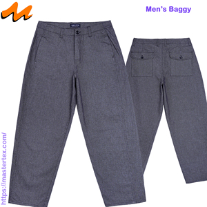 Pantalones holgados para hombre, de color liso, de pierna ancha, cintura media, tela teñida con hilo, de cartón reciclado y elastano, transpirables, elaborados con 8.26 oz de tejido. - Product Image 2
