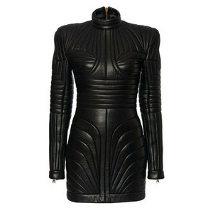 Womens Pure Faux Leather Black Quilted Coat Steampunk <b>Gothic</b> Coat Winter <b>Jacket</b> Girls 2026 - Product Image 1