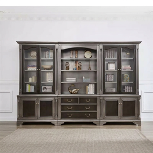 <span class=keywords><strong>Bibliothèque</strong></span> de luxe en bois massif, vitrine sur mesure, unité murale avec porte vitrée, <span class=keywords><strong>meuble</strong></span> de rangement, mobilier sur mesure OEM - Product Image 2