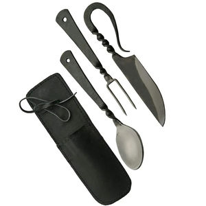 Ensemble de couteaux de cuisine Burraq DIY OEM personnalisés faits à la main, style antique médiéval, en acier à haute teneur en carbone, cuillère, fourchette, couteau - Forgés à la main, cadeau pour chef - Product Image 1