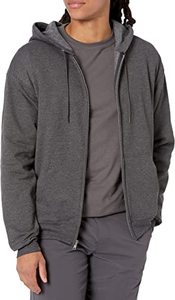 Sweat-shirt à capuche pour homme, couleur unie noire, coton, tissu molletonné français, fermeture éclair sur le devant, coupe décontractée, vêtement d'automne - Product Image 6