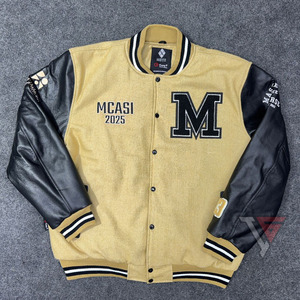 <b>Men</b> Winter Fashionable Reversible Baseball <b>Bomber</b> <b>Varsity</b> <b>Jacket</b> Wool Fabric Wool Canvas Button Closure Custom Wholesale <b>Jacket</b> - Product Image 1