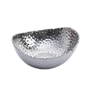 Tazón Ovalado de Porcelana con Recubrimiento de Titanio Millennium, Tazón Decorativo Plateado para Servir en la Mesa - Product Image 1