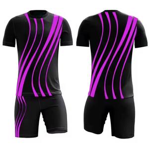 Ensembles d'uniformes de football imprimés par transfert thermique en gros, 100 % polyester, col ras du cou, grandes tailles, respirants, séchage rapide, taille élastique - Product Image 3