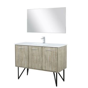 Vanità da bagno rustico In Acacia 48 In. W X 20 In. D rubinetto cromato superiore al quarzo bianco Set 43 In. Specchio 48 In. W X 20 In. D vanità rustica - Product Image 4