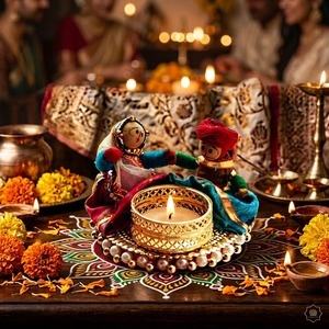 Handmade Traditional <b>Indian</b> Eco-Friendly Metal Tealight Candle Holder | Wholesale <b>Home</b> Decoration Festive Kathputli Pearl <b>Decor</b> - Product Image 2